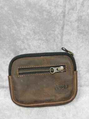 Hide & Drink Leather Zippered Wallet Coin Pouch Pocket Card Holder Brown read